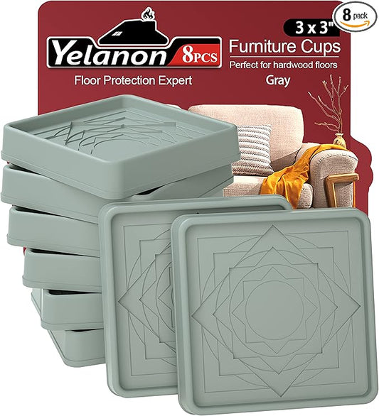 Furniture Coasters,8 Pcs 3" Furniture Caster Cups-Non Slip Furniture Pads Hardwoods Floors-Non Skid Furniture Grippers,Anti Slide Floor Protector for Bed Couch Stoppers