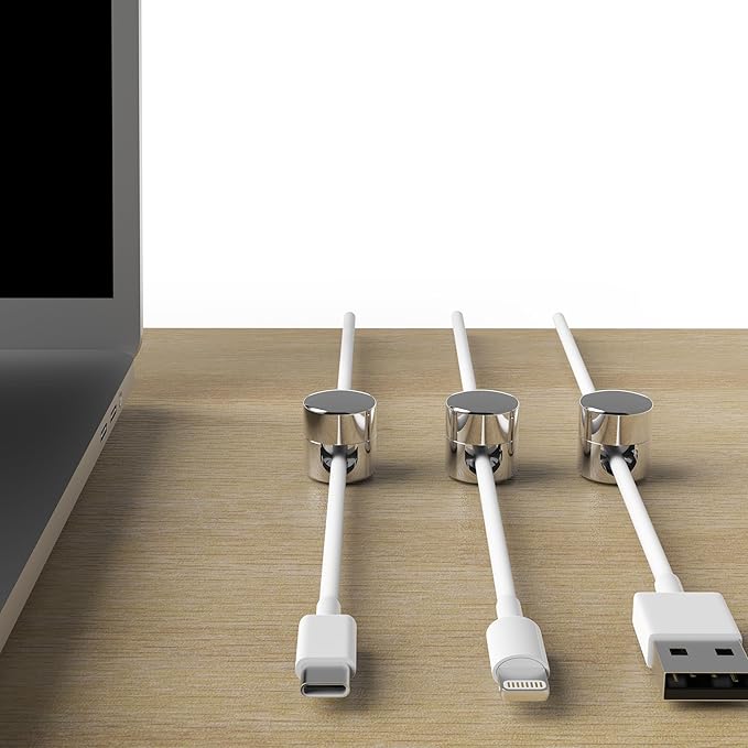 ICONIT Cable Anchors for Desk Organization | Premium Aluminum Cord Organizers | Charger + Cable Management Clips for Home & Office | Stylish, Sturdy, & Functional | (3 Pack) (Silver)