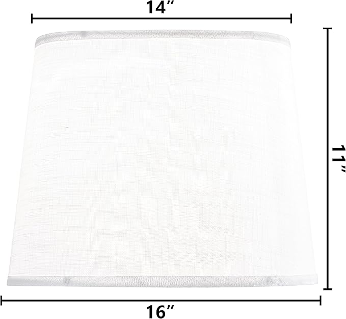 Large White Texture Lamp Shades-14"Top × 16" Bottom × 11" High(Spider), Drum Lampshades Replacemnt for Table Lamps Floor LampsRequired Assembly Bedrooms/Lights for Room-By GO&SO