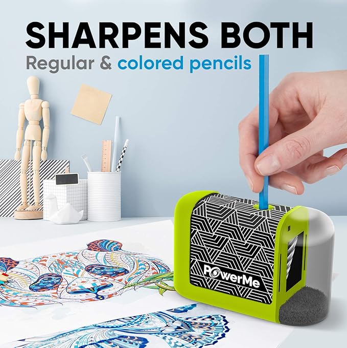 Battery-Operated Electric Pencil Sharpener for Kids, School, Home, Office - for No. 2 Pencils and Colored Pencils