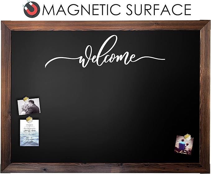 Loddie Doddie Magnetic Chalkboard - 46" x 34.5", Rustic Wood Frame - Easy-Erase Surface & Magnet Display - Easy Hanging & Magnetic Boards for Walls - Meal Planning Chalk Calendar