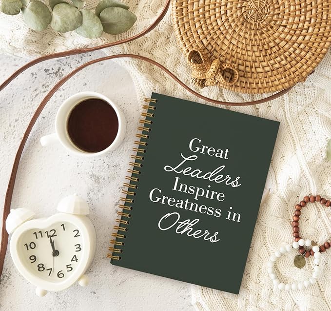 OXW Leadership Gifts Notebook Journal, Leader Gifts for Women Men, Meeting Notebook for Work, Thank You Gifts for Leader Boss Mentor Supervisor, Dark Green Spiral Notebook 5.5 x 8.3