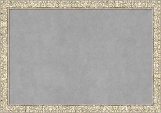 Amanti Art Silver Framed Magnetic Board 18x26 Medium Vision Board for use with Magnets, 100% Metal Sheet to Display Items as Office Decor or for Home Organization in mudroom, Kitchen or Kids Room