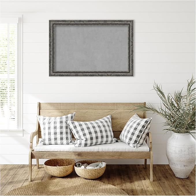Amanti Art Black Framed Magnetic Board 24x36 Large Vision Board for use with Magnets, 100% Metal Sheet to Display Items as Office Decor or for Home Organization in mudroom, Kitchen or Kids Room