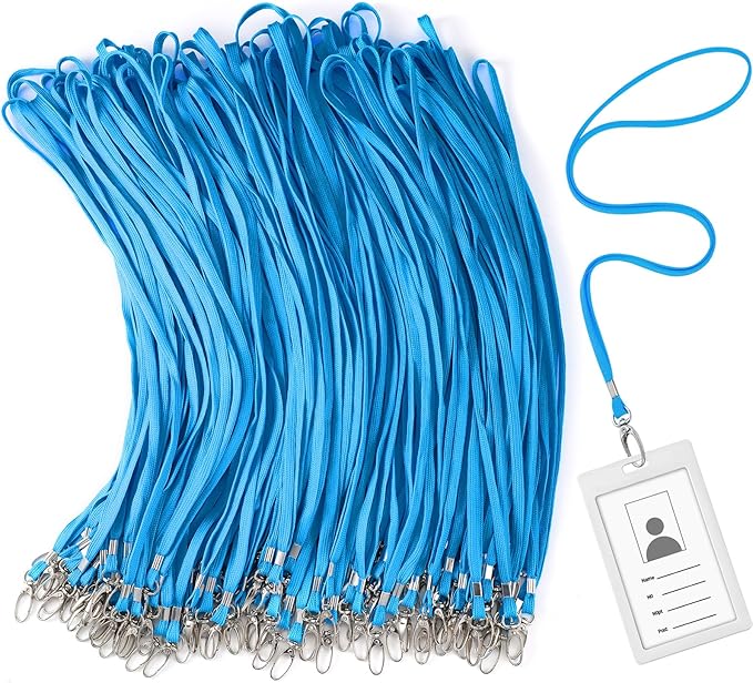 Patelai 120 Pcs Lanyards for ID Badges Neck Lanyard Bulk with Clip and Swivel Hooks Lanyard Keychain for Keys Name Tags (Blue)