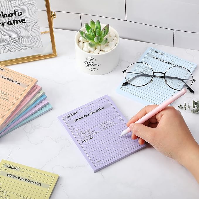 Eaasty 9 Pieces While You were Out Pads 4 x 5 Inches Assorted Colors Sticky Notes Adhesive Message Pads Urgent Notes for Work Call, Office Supplies, 40 Sheets/Pad (Light Colors)