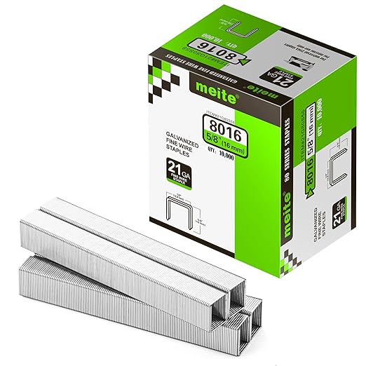 meite 21 Gauge Upholstery Staples, 1/2-Inch Crown with 5/8-Inch Length Galvanized Heavy Duty Staples for Staple Guns MT8016, MT8016S, and MT8016SLN (10 Boxes)