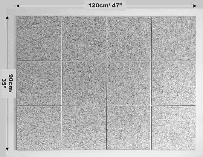 DECORITA Large Cork Board Alternative | Cork Boards Cork Tiles for Walls | Aesthetic Felt Bulletin Board Pin Board for Office, Home & Classroom | Felt Wall Tiles (12-Pack) | Marble