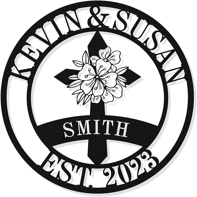 Personalized Cross Family Name Sign, Personalized Wedding Gifts,Wall Cross Decoration, Christian Metal Wall Art, Custom Christians Cross Wall Sign, Custom Christian Metal Signs