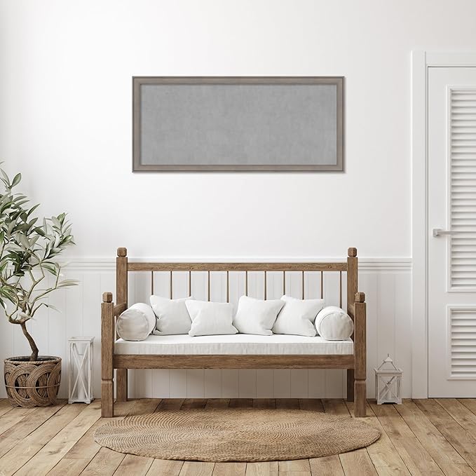 Amanti Art Grey Framed Magnetic Board 23x51 Oversize Vision Board for use with Magnets, 100% Metal Sheet to Display Items as Office Decor or for Home Organization in mudroom, Kitchen or Kids Room