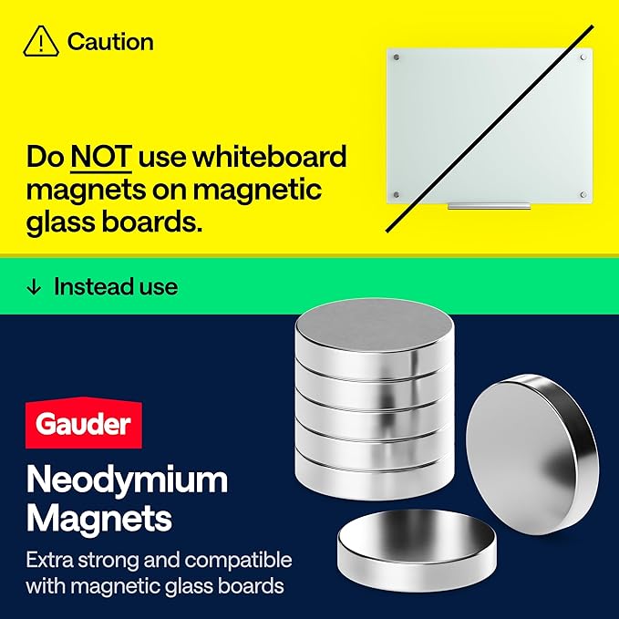 GAUDER Magnets for Whiteboard, Fridge & Bulletin Board - Strong Round Magnetic Discs - Black Magnets for Crafts (124 Pieces - 0.7" x 0.2")
