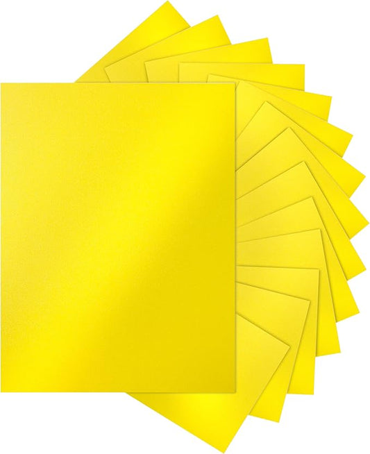 Silunkia 120 Sheets Solar Yellow Shimmer Cardstock 8.5 x 11 Crafts Paper, 250gsm/92lb Premium Glossy Paper Card Stock for Cards Making, Greeting Cards, Wedding Invitations, Menus