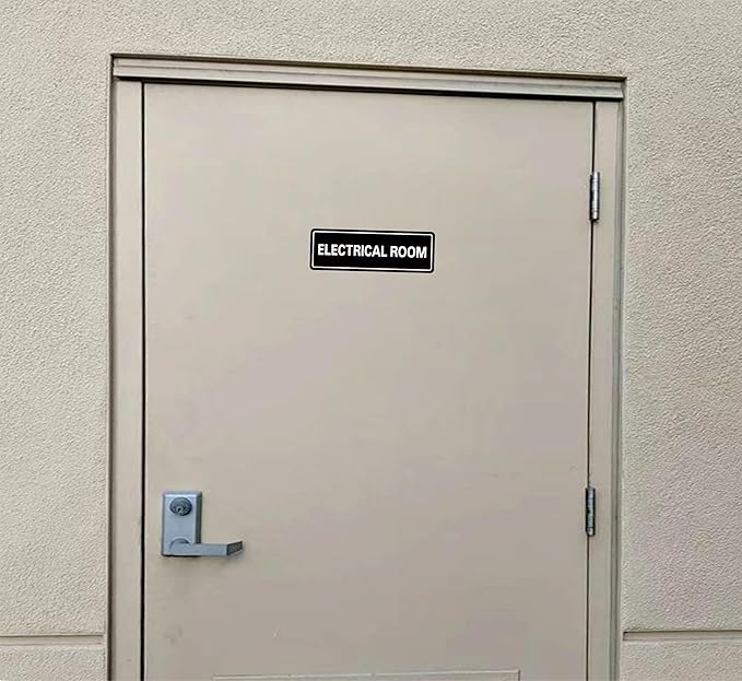 Electrical Room Sign - Premium Durable Acrylic Material, Ultra-strong Self-adhesive, Quick Installation, Suitable for Your Home and Business (9×3 Inches Black).