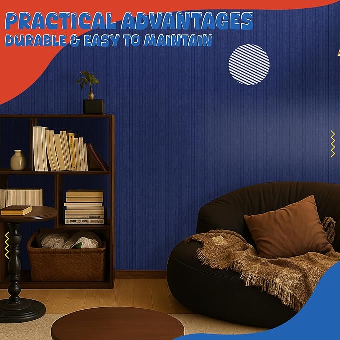 EVENRISING Acoustic Panels 5 Pack, Large Polyester Soundproof Panels 47.2x23.6x0.4 inch,Self-Adhesive Acoustic Treatment for Recording Studio & Office, Vertical, Navy Blue