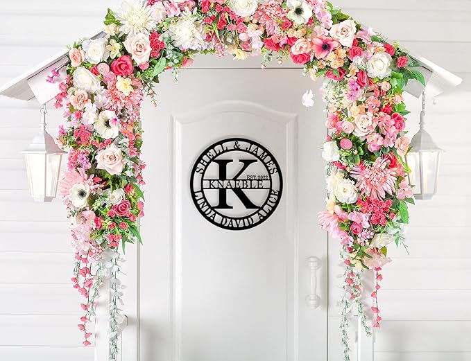 Personalized Family Name Sign Custom Family Metal Signs Monogram Letters Wall Decor Personalized Name Signs for Home Decor Personalized Metal Sign Established Sign Initial Split Letter Monogram Sign
