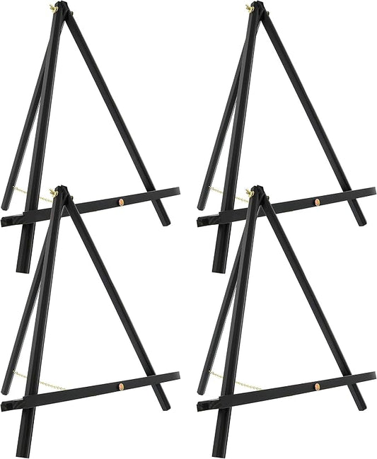 U.S. Art Supply 16" Black Wood Tabletop Easel (4 Pack) - Adjustable A-Frame Canvas Stand for Painting Party & Signs - Table Top Easel for Painting, Canvas Holder, Crafts, Photos, Pictures