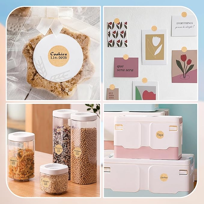 1 Inch Round Color Coding Labels, 1000 Dots Per Roll Kraft Brown Color Coded Dot Stickers, Round Color Dot Labels for Organizing, Filing, and Storage