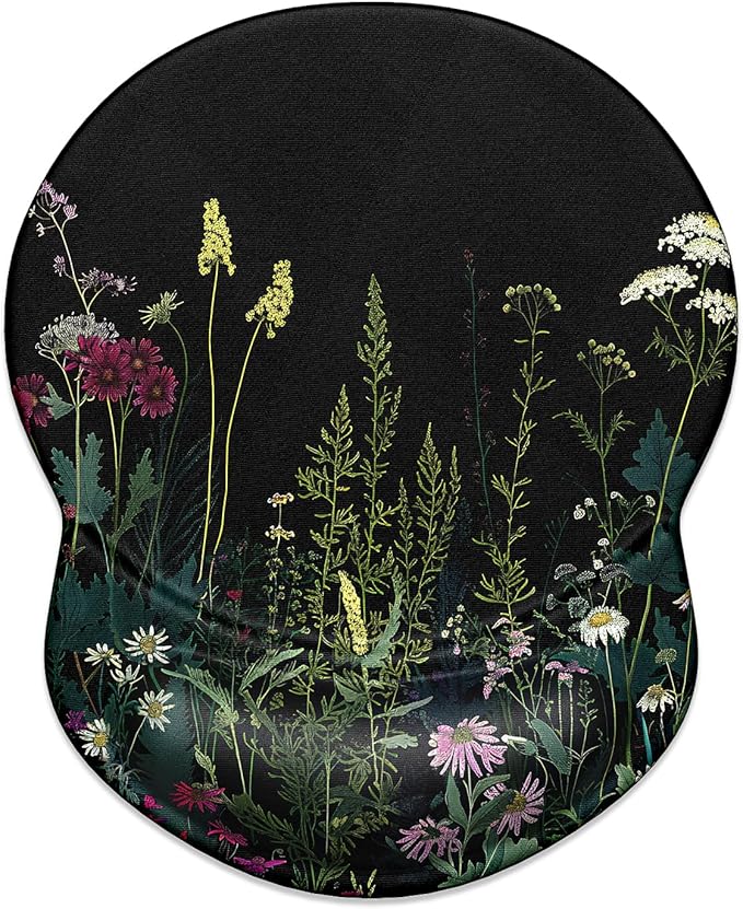 ITNRSIIET Ergonomic Mouse Pad with Gel Wrist Support Small Wrist Rest Smooth Surface Non-Slip PU Base Comfortable Office Supplies Pain Relief, 8.7 x 7.2 inches, Pretty Flowers