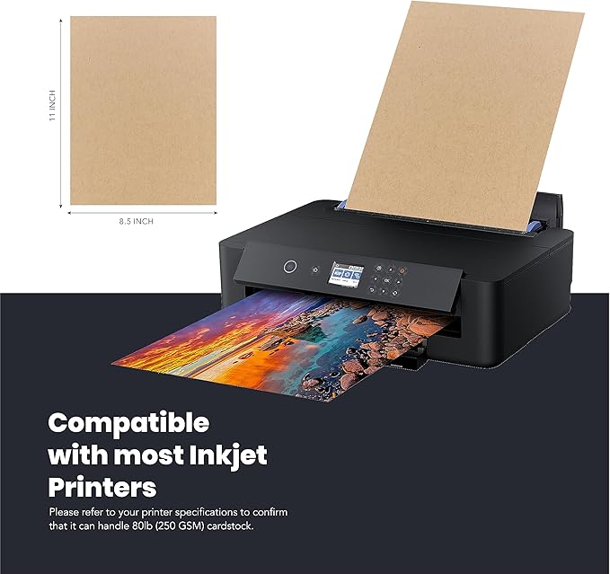 Kraft Cardstock Thick Paper 50 Sheets, 8.5" x 11" Heavyweight 92lb Cover Card Stock for Crafts and DIY Cards Making