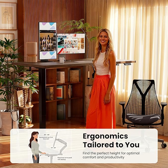 Ergear Height Adjustable Electric Standing Desk, 40 x 24 Inches Sit Stand up Desk, Memory Computer Home Office Desk (Espresso)