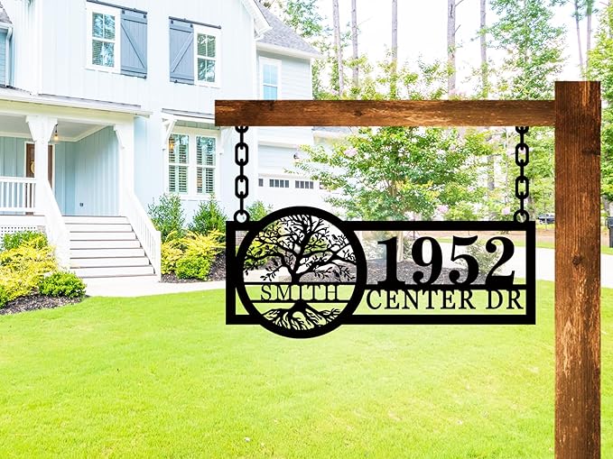 Hanging Metal House Numbers,Custom Metal Hanging Address Signs, Hanging Mailbox House Number Signs,Hanging House Address Numbers, Lamp Post Address Plaques