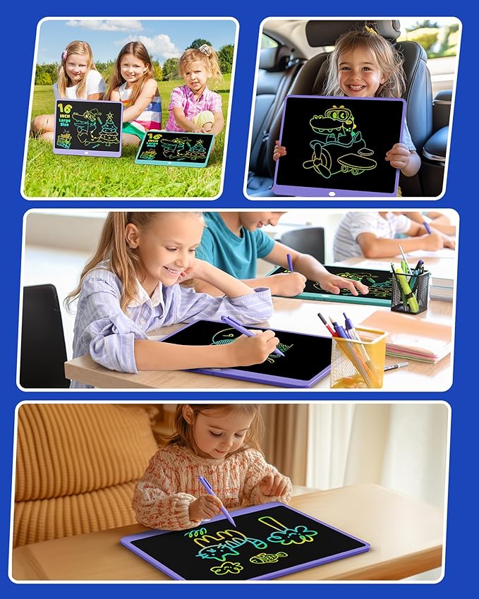 KOKODI LCD Writing Tablet for Kids 16 Inch Colorful Doodle Board, Electronic Drawing Tablet Drawing Pad for Kids, Educational and Learning Kids Toys Gifts for 3 4 5 6 7 8 Year Old Boys and Girls