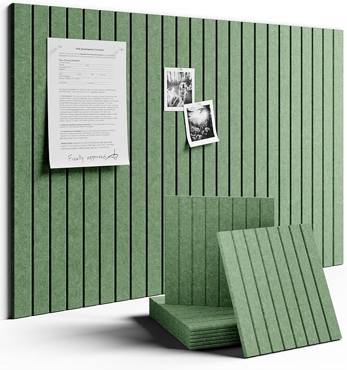 Large Felt Bulletin Board 36"x24" Cork Board Alternative - 6 Pack with 40 Safe Removable Adhesive Tabs, Cork Boards for Walls for Home Office Classroom Pin Board-Moss Green