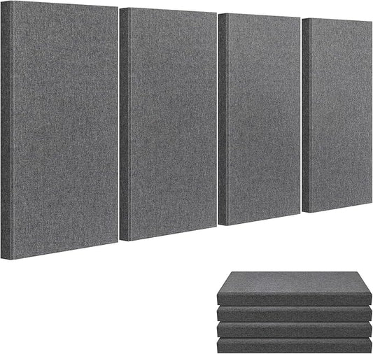 23.62" X 11.81" X 2" Fiberglass Wall Panel, 4 Pack Acoustic Panels, Acoustic Panels Sound Absorbing for Office, Studio, Home Theatre - Heather Grey