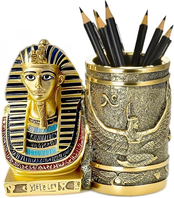 Daisylily Ancient Egyptian Pencil Holder, King Pharaoh Pen Cup, Pen Holder for Desk Office Pen Organizer, Pencil Cup Storage Containers - Egyptian