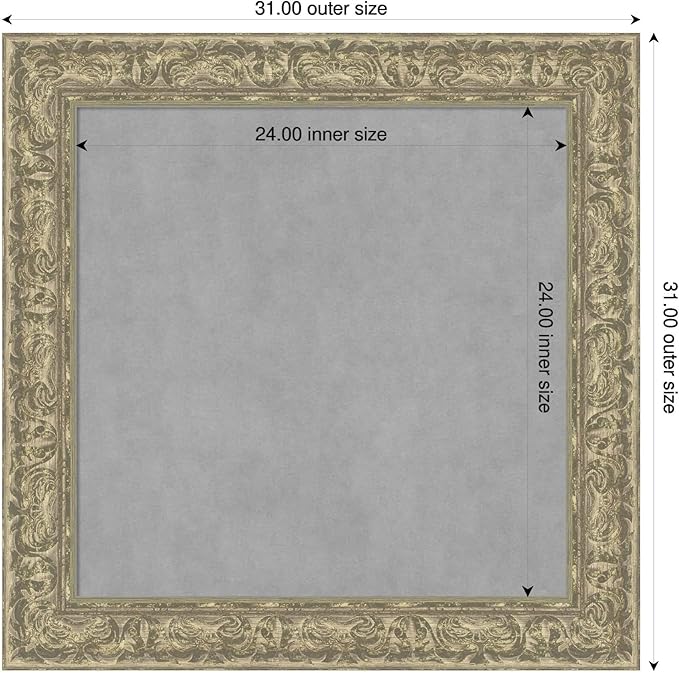 Amanti Art Silver Framed Magnetic Board 31x31 Medium Vision Board for use with Magnets, 100% Metal Sheet to Display Items as Office Decor or for Home Organization in mudroom, Kitchen or Kids Room