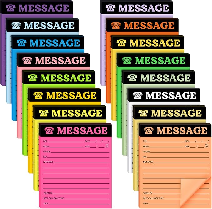 Eaasty Phone Message Pad Phone Message Sticky Notes 4 x 3. 4 Inch Bright Color Self Adhesive Book Call Back Notepad for Home Office Supplies, Assorted Neon Colors(Light Colors,16 Pieces)