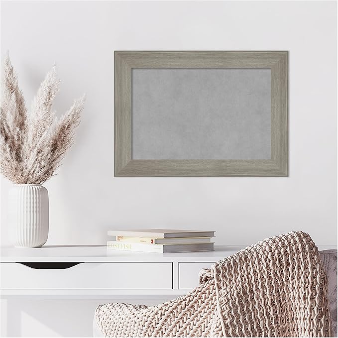 Amanti Art Grey Framed Magnetic Board 16x22 Small Vision Board for use with Magnets, 100% Metal Sheet to Display Items as Office Decor or for Home Organization in mudroom, Kitchen or Kids Room