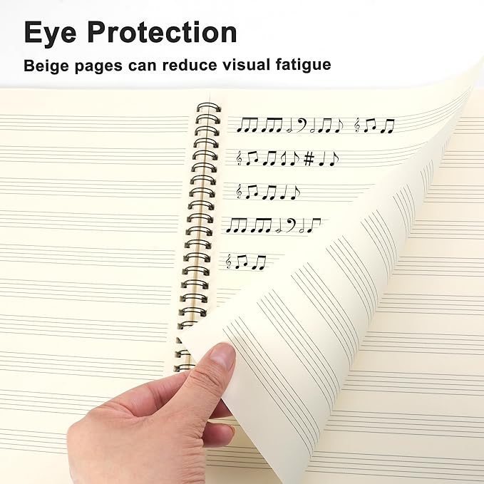MoHern Blank Sheet Music Notebook, 160 Pages Composition Staff Paper Notebook, Manuscript Paper Notebook, 10 Staves (Music clef notebook)