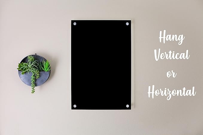 Acrylic Dry Erase Board for Wall with Stylish Border - Shipped Next Day, Made in USA, Non-Magnetic Whiteboard, Wall Mounted Board, Easy to Clean (Black - 36x48)