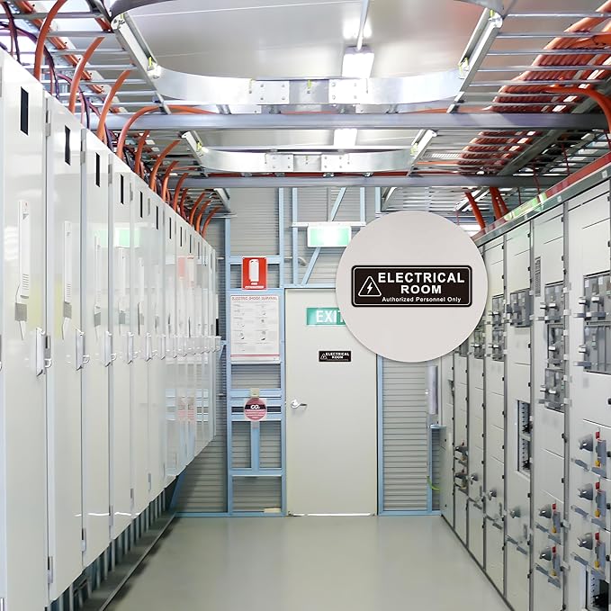 Electrical Room Door Sign for Business，Self-Adhesive Durable Modern Electrical Closet Room Sticker for Home, UV and Weather Resistant Authorized Personnel Only Signs for Business ，Workplace
