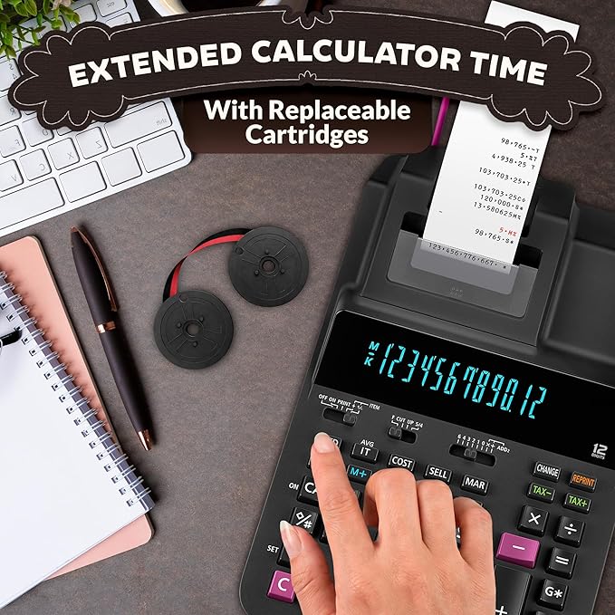 Canon MP11DX Calculator Ribbon Set of 3 – 18ft x 0.5in Sharp EL-1197PIII Calculator Ribbon Red/Black for Great Print Capacity and Brightness, Easy Setup – Suitable for Popular Models