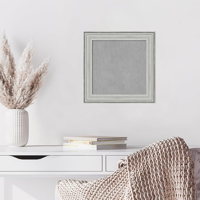 Amanti Art Silver Framed Magnetic Board 15x15 X-Small Vision Board for use with Magnets, 100% Metal Sheet to Display Items as Office Decor or for Home Organization in mudroom, Kitchen or Kids Room