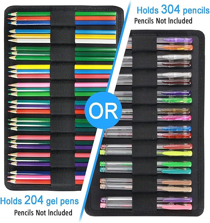YOUSHARES 300 Slots Colored Pencil Bag - Handy Large Capacity Oxford Multi-Layer Zipper Pencil Bag for Prismacolor Colored Pencils & Gel Pen (Marble Purple)