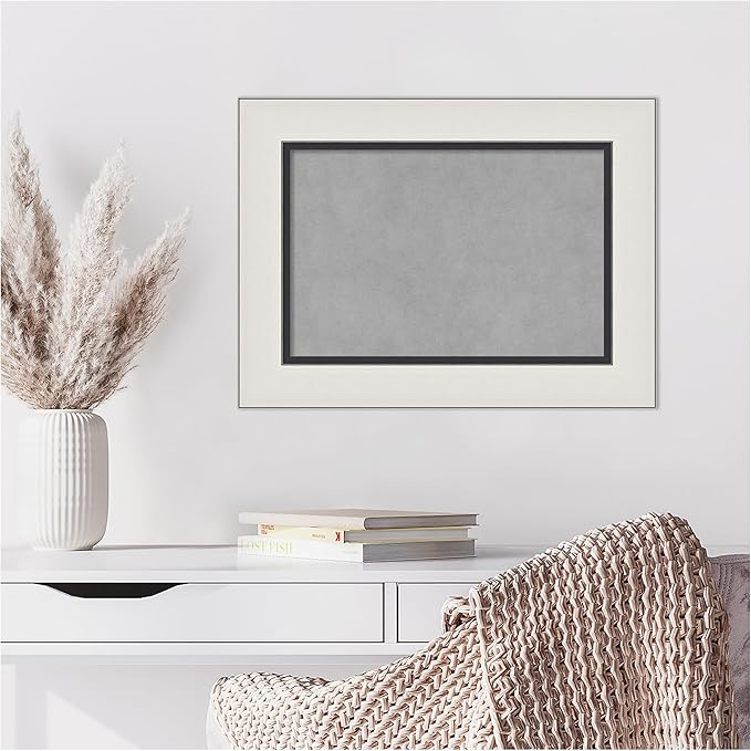 Amanti Art Silver Framed Magnetic Board 18x24 Small Vision Board for use with Magnets, 100% Metal Sheet to Display Items as Office Decor or for Home Organization in mudroom, Kitchen or Kids Room