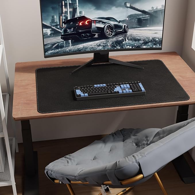 CENNBIE 35.5" x 23.6" Leather Desk Mat, Non-Slip Waterproof Extra Wide Desk Pad Protector,Computer Mouse Pad for Office Home (Black)