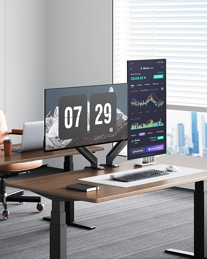 monTEK Single Monitor Arm Mount for 17-32 Inch Screens, Heavy Duty Steel Mechanical Spring Desk Monitor Stand, Full Motion Adjustable Monitor Arm with Clamp & Grommet, VESA 75/100, Holds up to 20lbs