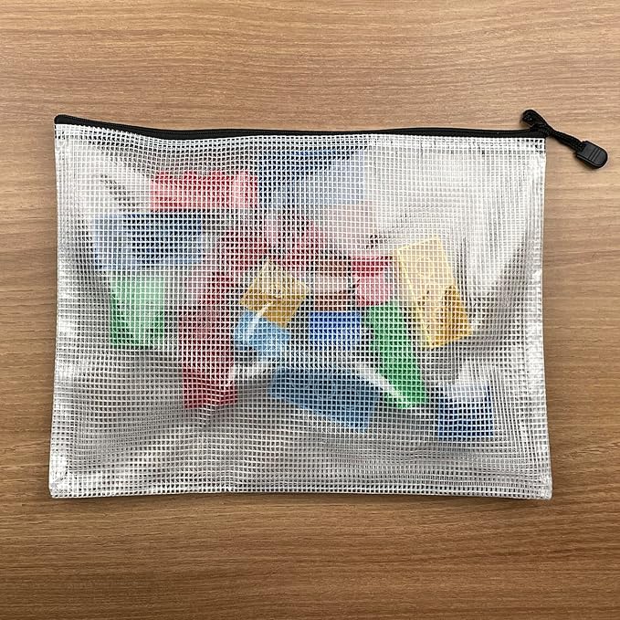Oaimyy-18 Pcs,Plastic Mesh Zipper Pouch Document Folders Bag Zipper Zip File Folders for Office Supplies, Travel,Organizing Storage (6 Sizes, Multicolor)