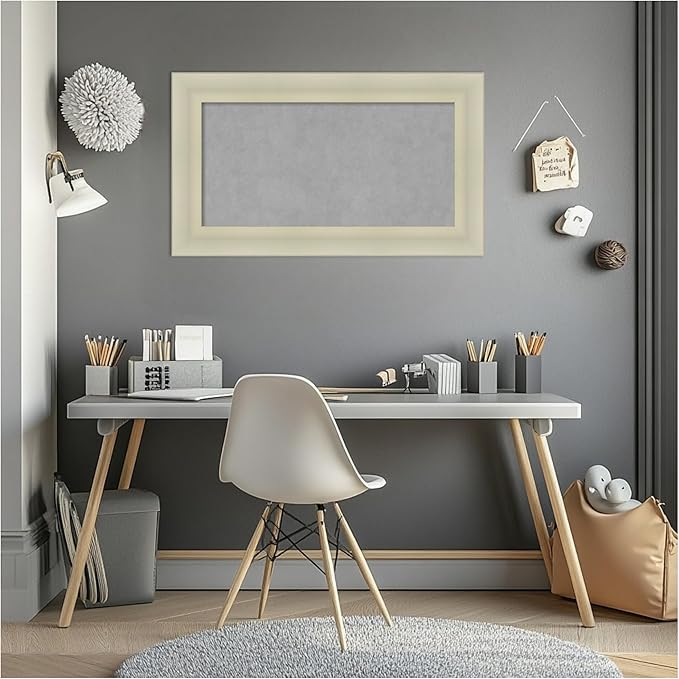 Amanti Art Silver Framed Magnetic Board 17x29 Small Vision Board for use with Magnets, 100% Metal Sheet to Display Items as Office Decor or for Home Organization in mudroom, Kitchen or Kids Room