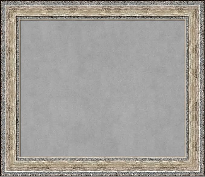 Amanti Art Silver Framed Magnetic Board 25x29 Medium Vision Board for use with Magnets, 100% Metal Sheet to Display Items as Office Decor or for Home Organization in mudroom, Kitchen or Kids Room