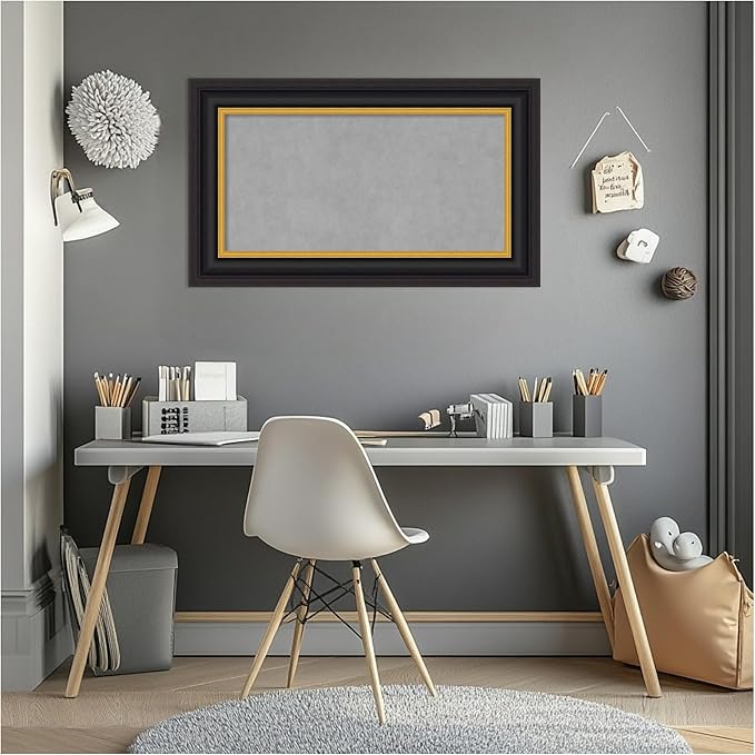 Amanti Art Black Framed Magnetic Board 18x30 Small Vision Board for use with Magnets, 100% Metal Sheet to Display Items as Office Decor or for Home Organization in mudroom, Kitchen or Kids Room