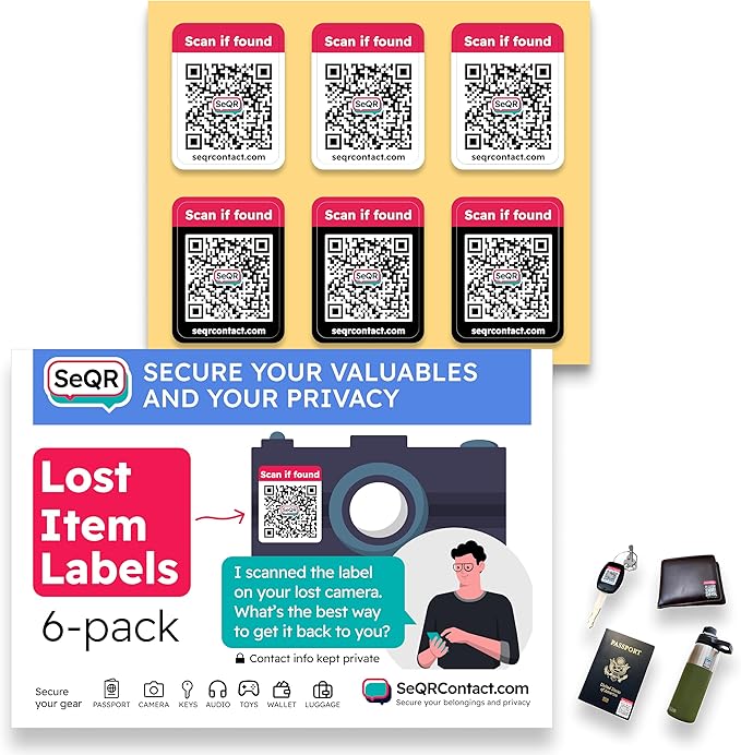 Lost Item QR Code Stickers | Customizable QR Code Labels for Storage, Moving, Recovery