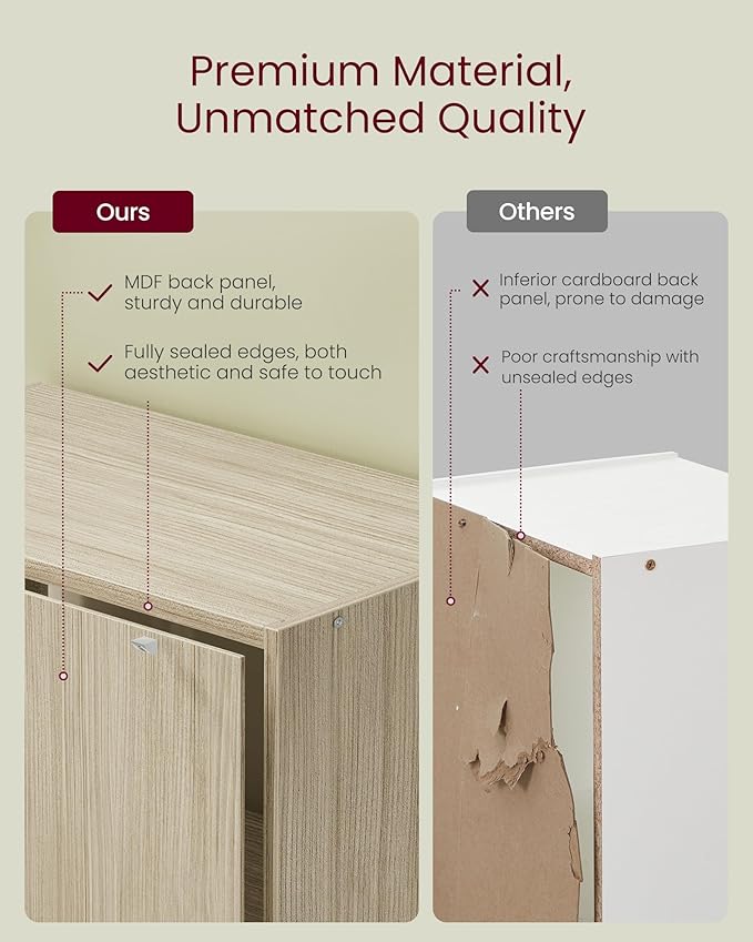 VASAGLE Custos Collection - Bookshelf, 5-Tier Bookcase, Book Shelf, Open Storage Shelf, 9.4 x 23.6 x 52.8 Inches, for Living Room, Home Office, Dinning Room, Natural Beige ULBC165L01