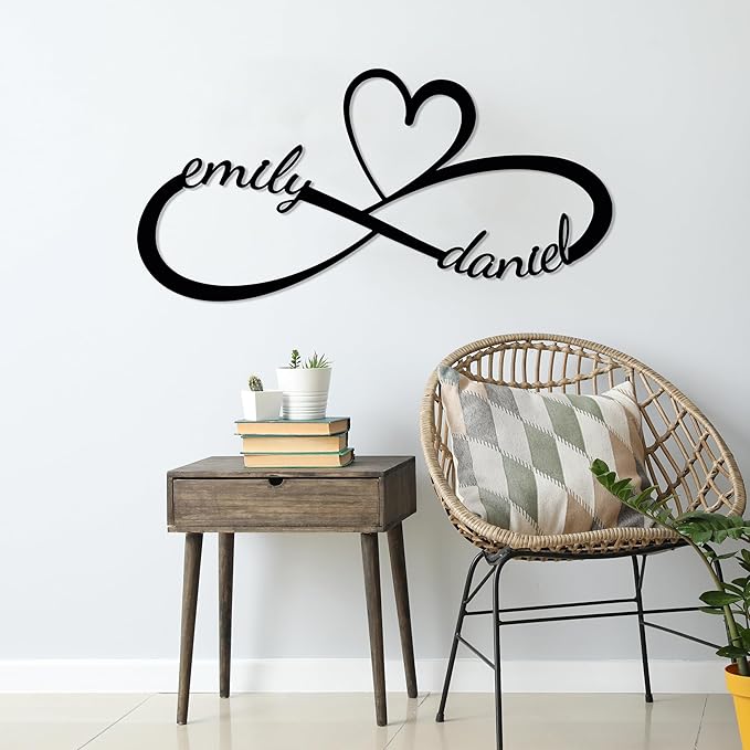 Personalized Valentines Day Metal Wall Sign, Custom Infinity Heart Love Couple Name Sign, Valentine Day Couple Gift, Metal Engagement Sign, Wedding Gift For Husband and Wife, Home Decoration