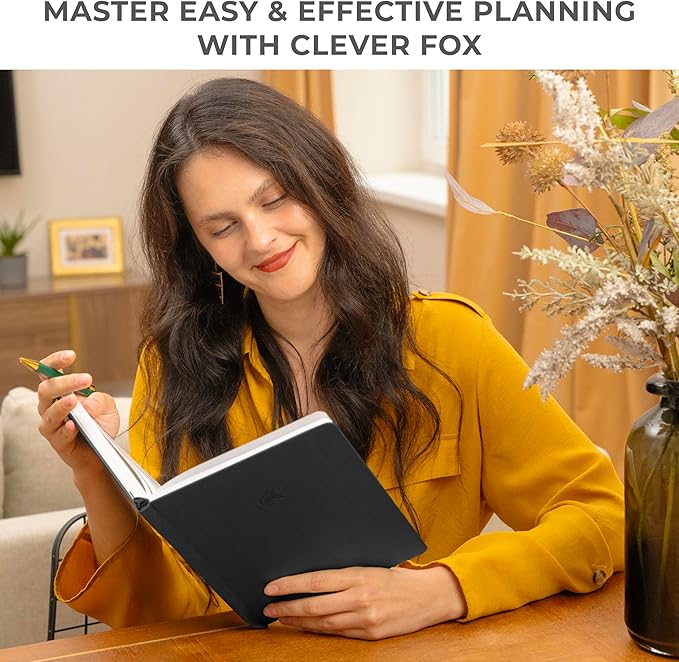 Clever Fox Planner Large – Undated Weekly & Monthly Planner for Productivity, Time Management & Goals – Organizer Journal – 7x10” (Black)
