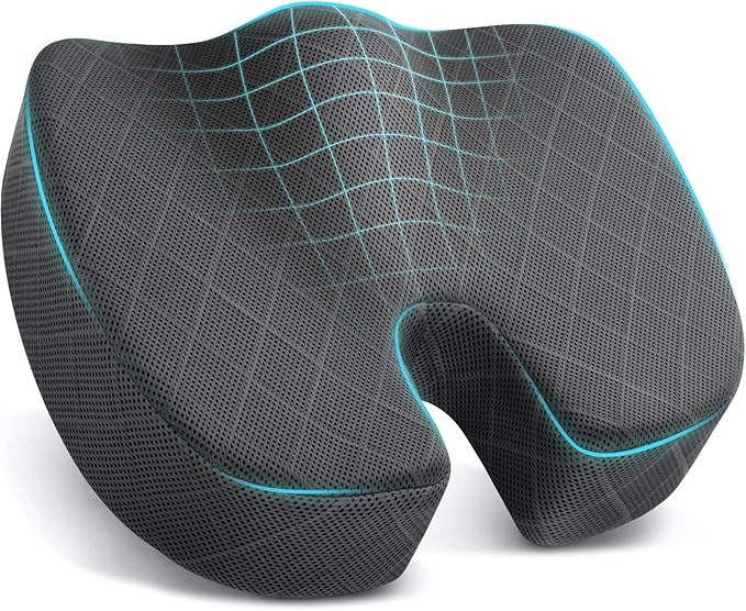 TushGuard Seat Cushion - for Office Chair, Car Seat, Airplane, Bleacher - Sciatica & Coccyx Pain Relief Desk Chair Cushion for Long Sitting Office Workers, Car Drivers(Grey, XX-Large)